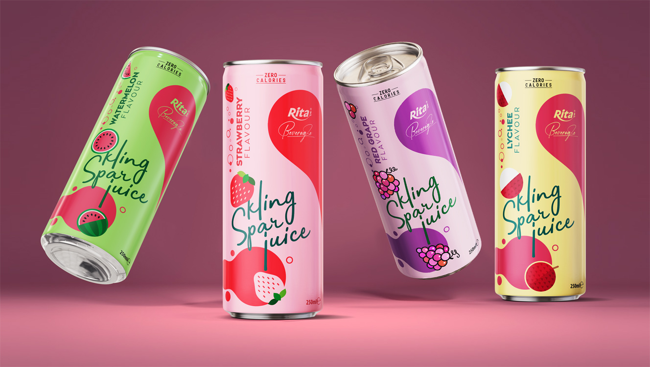 design sparkling juice drink 250ml slim can