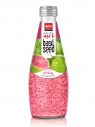 Basil Seed Drink With Pink Guava Juice 290ml Glass Bottle 