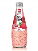 OEM 290ml Glass Bottle Basil Seed Drink With Lychee Flavor 