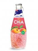 glass water bottle chia seeds peach