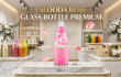 Rose flavor falooda drink in a glass bottle