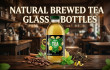 Natural brewed tea in glass bottles