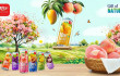 Poster featuring premium natural juice in sleek cans targeting global beverage distribution markets