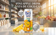 Pineapple drink with nata de coco in a wide opening can