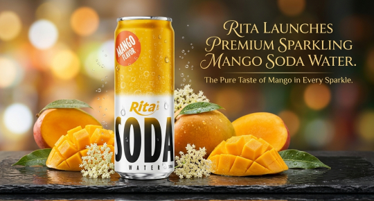 RITA premium sparkling mango soda drink in a 320ml can