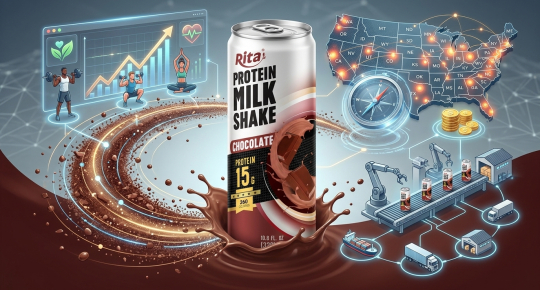 High protein milk drinks in modern bottles and cans