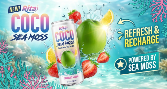 RITA’s Coco Sea Moss: Coconut Water with Strawberry & Lemon in 325ml Can
