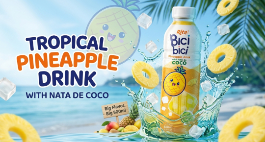 Tropical Pineapple Drink With Nata De Coco