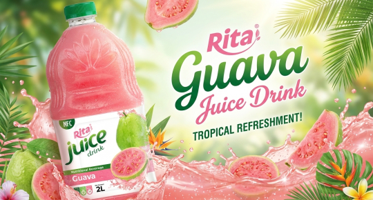 Poster showcasing NFC tropical juices designed for B2B distribution and global beverage markets