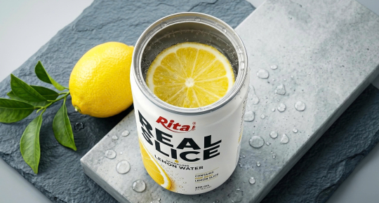 Premium sparkling water with real fruit slices