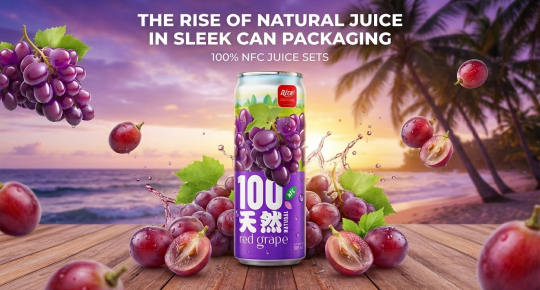 Premium natural fruit juice in sleek 325ml cans, multi-flavor beverage collection