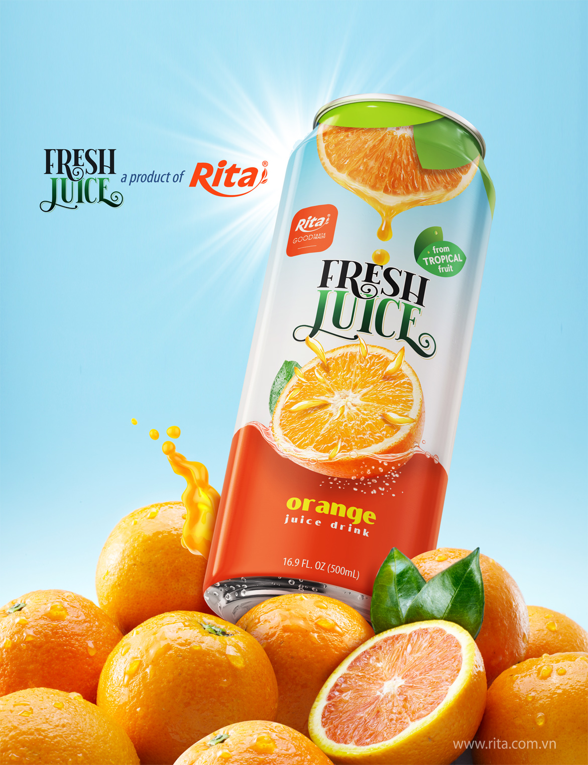 Poster Fresh Juce 500ml Orange