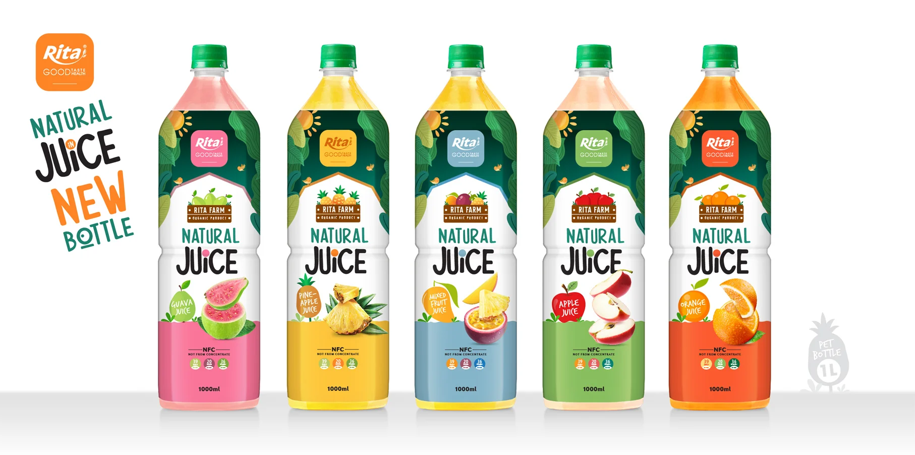 Totals 5 flavor organic fruit juice bottles