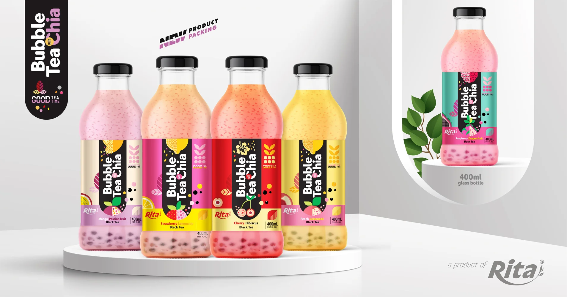 Rita Bubble Tea With Chia Seed and Fruit Flavor