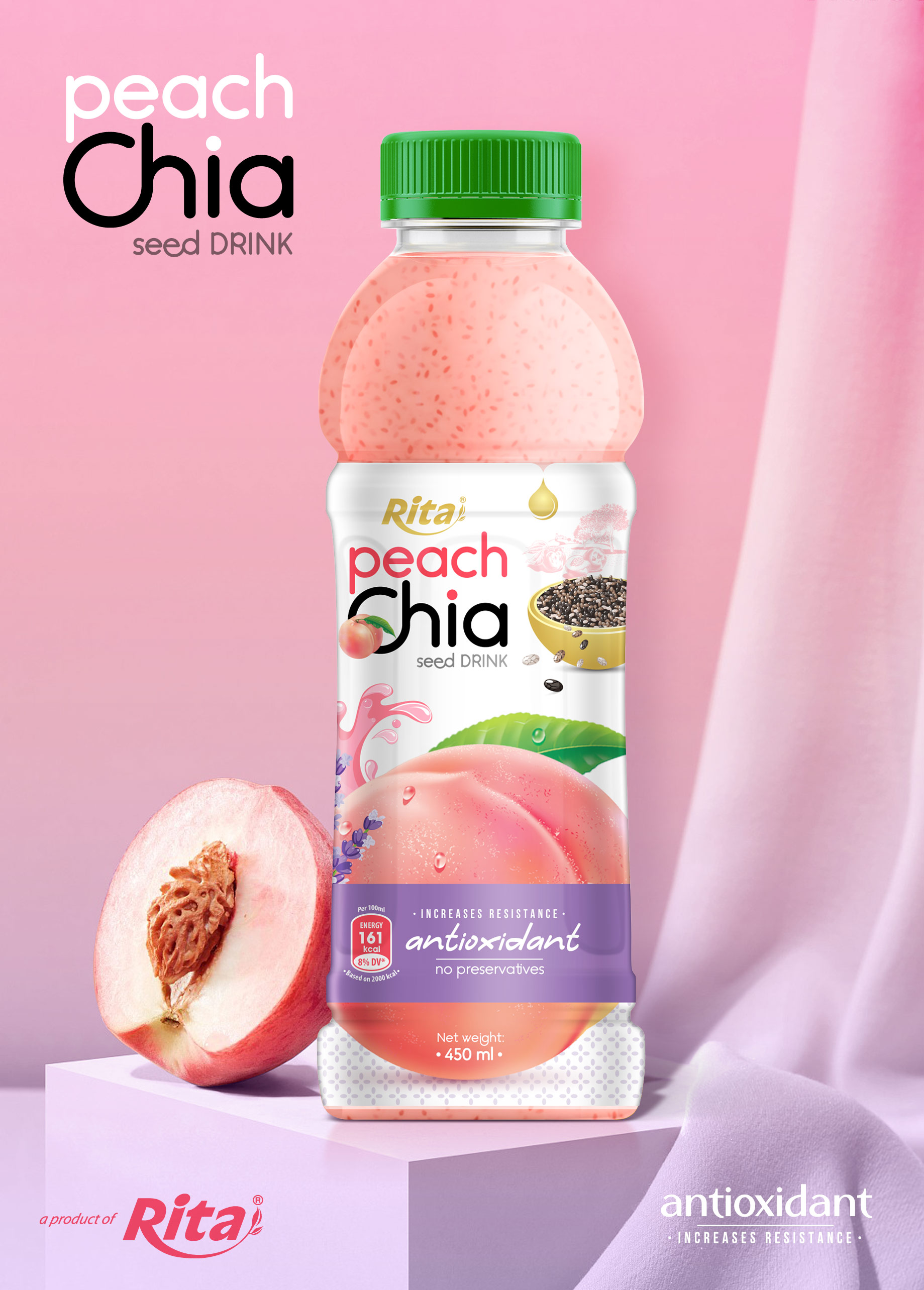 Chia Peach juice 450ml Pet