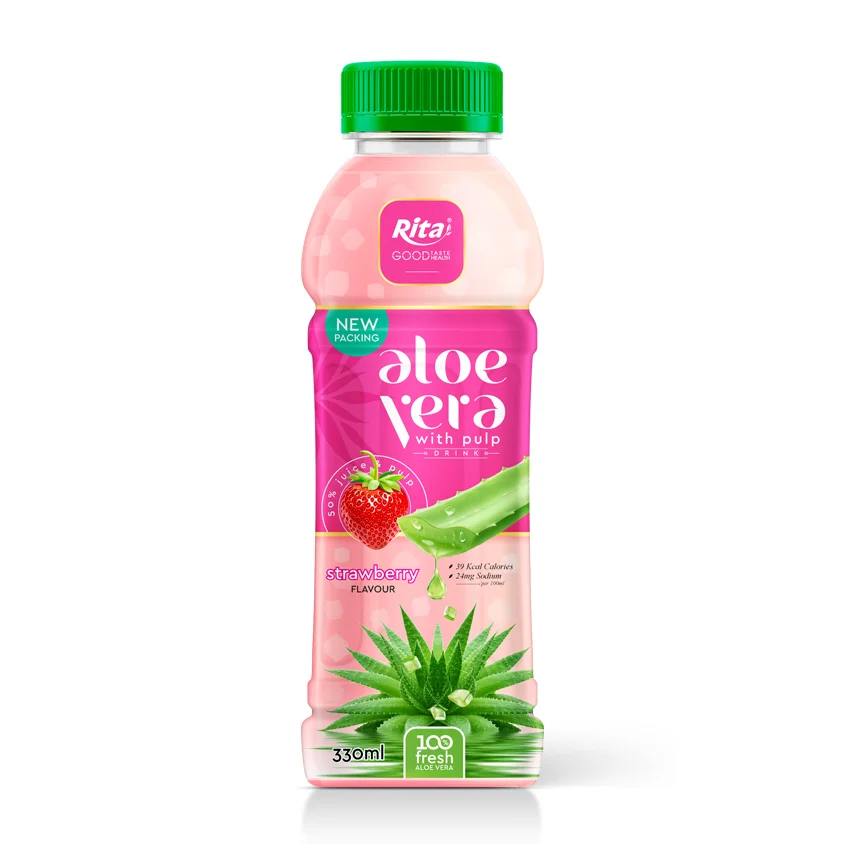 330ml Pet bottle Aloe vera with pulp drink strawberry flavor RITA Beverage