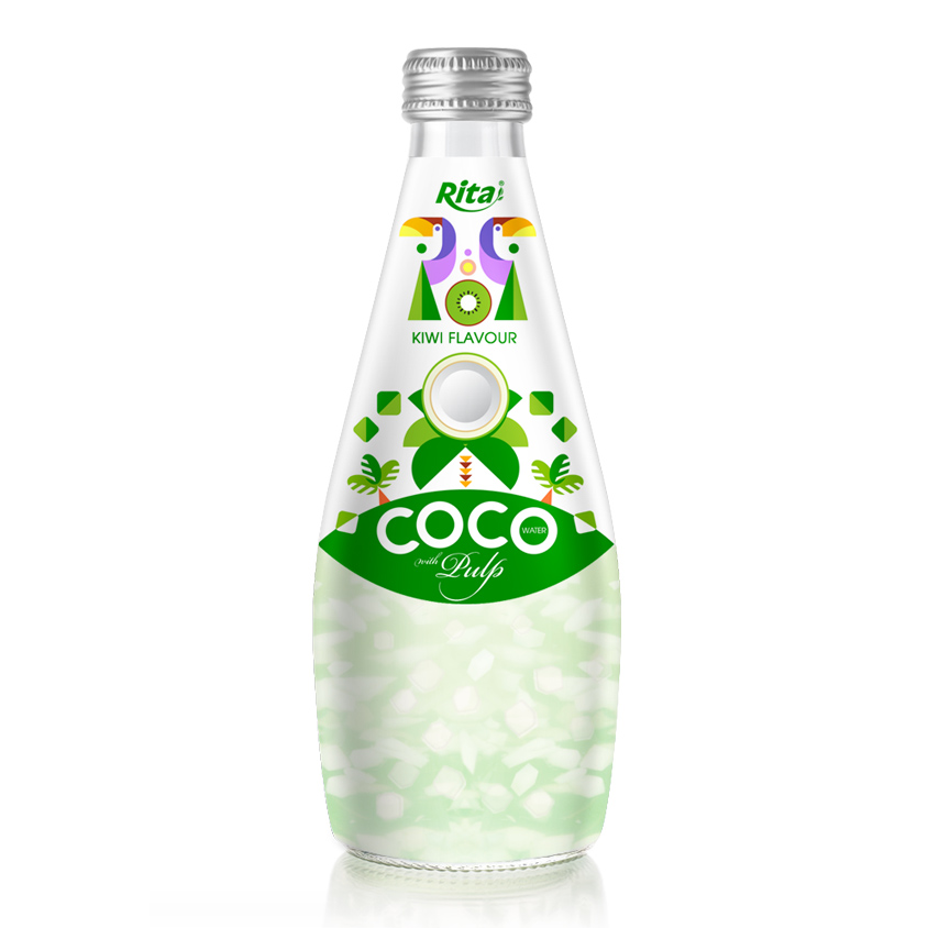 Rita Coconut Water With Pulp 290ml Glass Bottle Kiwi Flavor