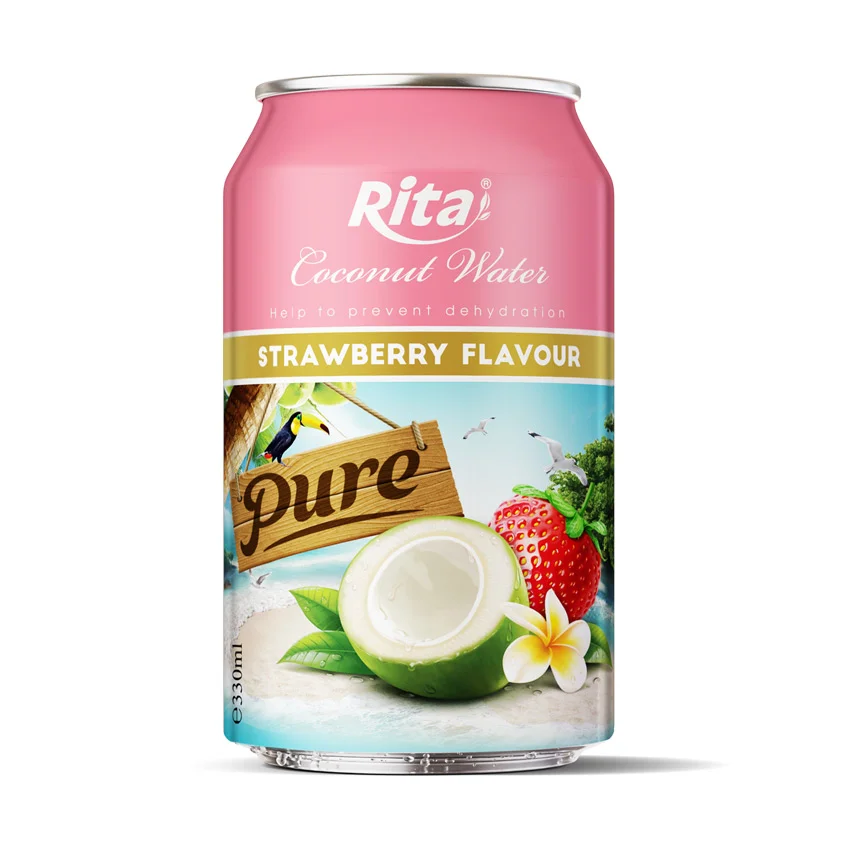 Rita Coconut Water Strawberry Flavor 330ml Can Rita Coconut Water Strawberry Flavor 330ml Can