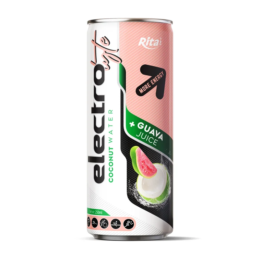 Rita Electrotyle Coconut Water Guava Juice 250ml Can Rita Electrotyle Coconut Water Guava Juice 250ml Can