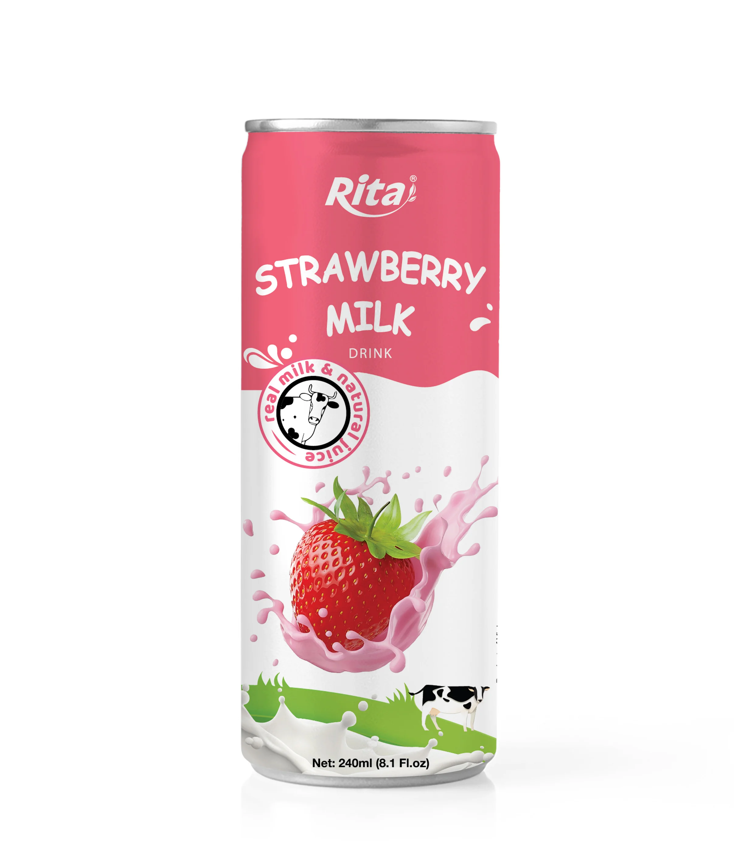 Best natrual Strawberry juice with real milk drink