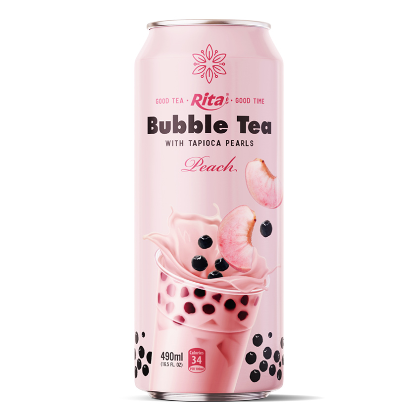 Bubble Tea 490ml Can Peach Flavor