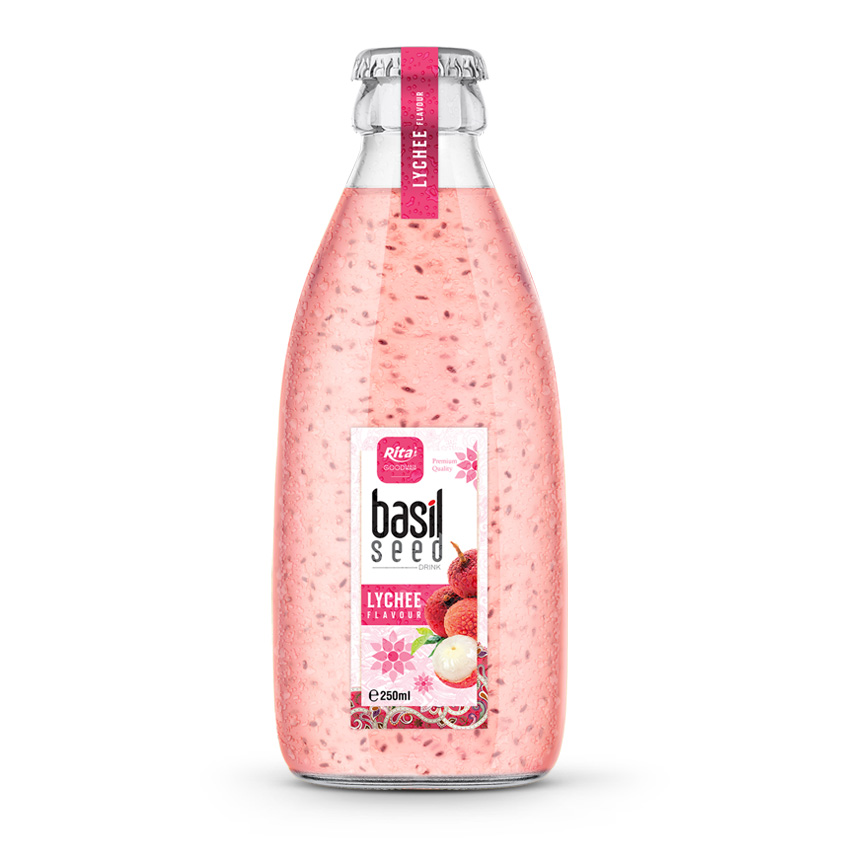 Basil seed lychee 250ml glass bottle