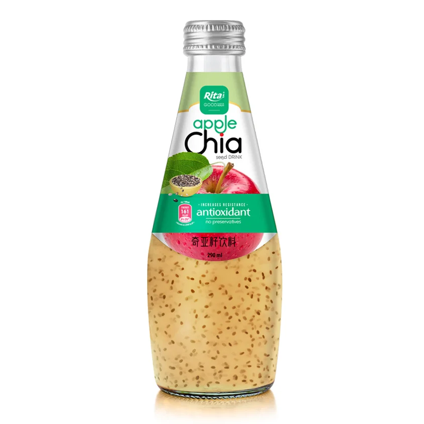 290ml glass bottle Best Chia seed drink with apple diet and antioxidant 290ml glass bottle Best Chia seed drink with apple diet and antioxidant