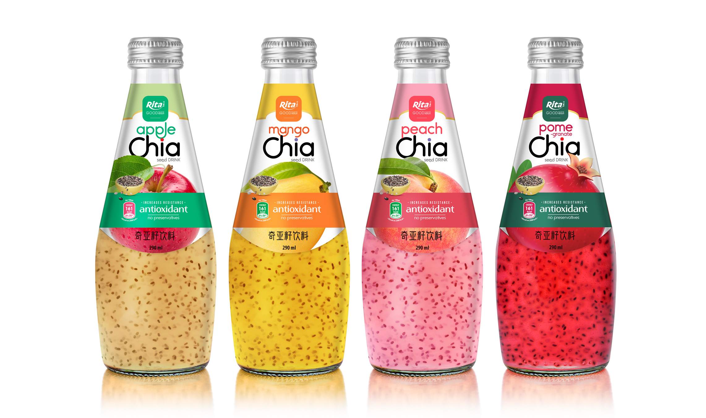 OEM ODM Factory direct Chia seed drink 290ml glass bottle