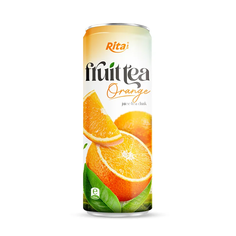 Rita 320ml sleek alu can fresh orange juice tea drink healthy with green tea 320ml Sleek alu can fresh Organe juice tea drink healthy with green tea