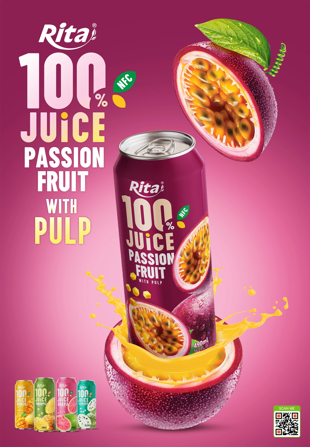 Design 100 JUICE with Pulp 500ml cans