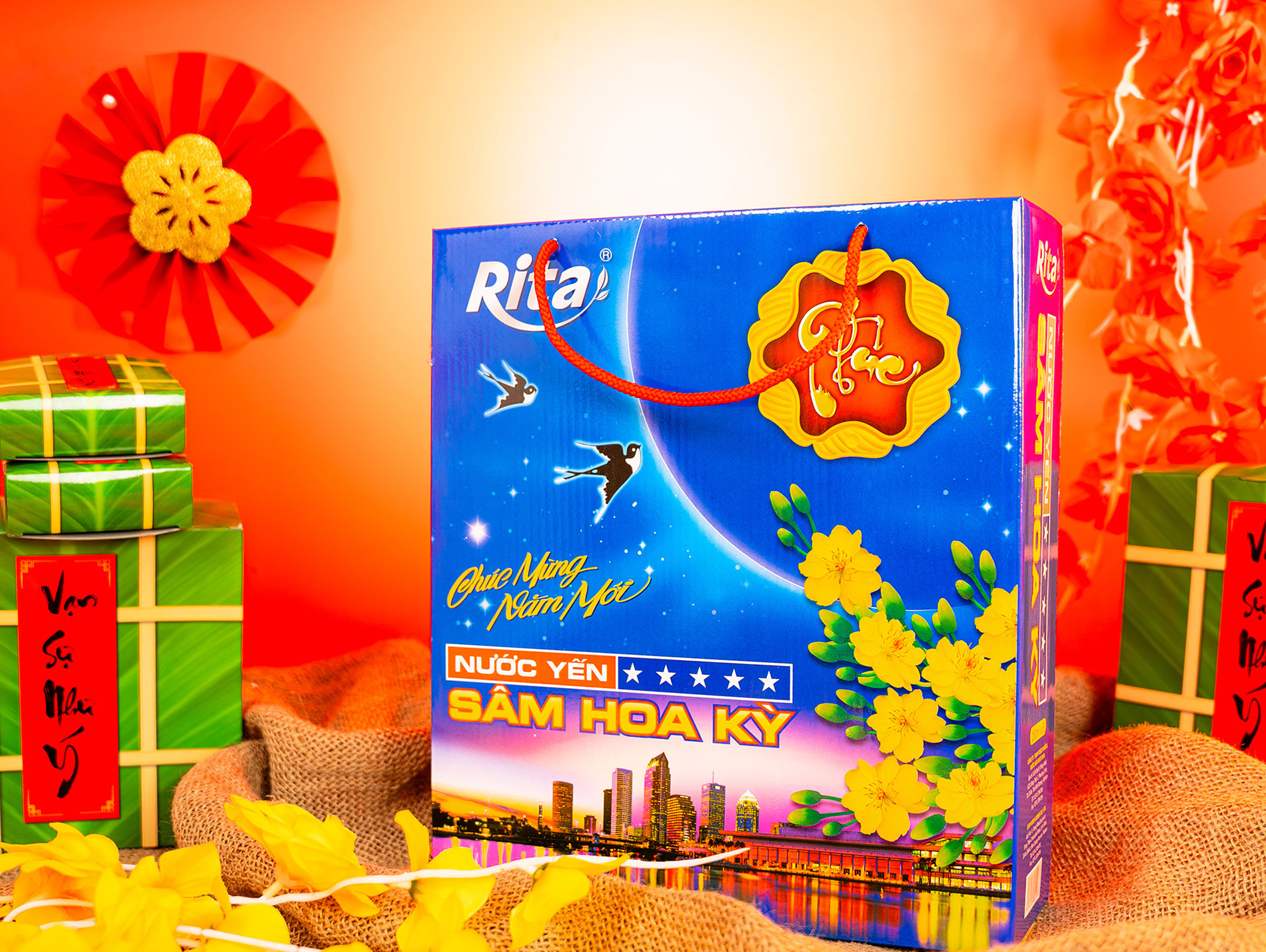 RITA Ginseng American Bird's Nest Drink - Nutritional product, spring gift for Vietnamese Tet.