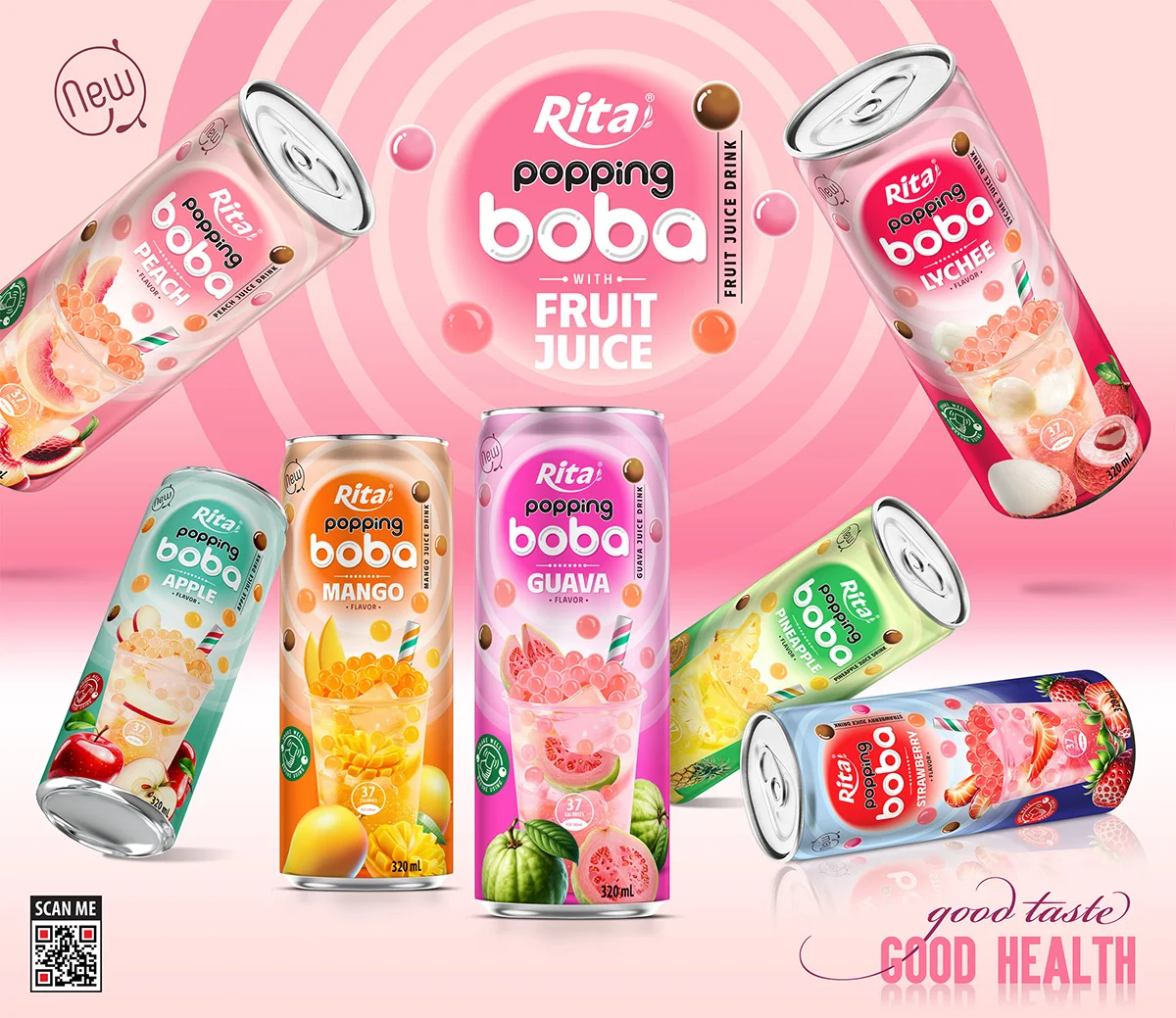 Poster Best RITA Brand Popping Bobo with fruit juice 320ml web
