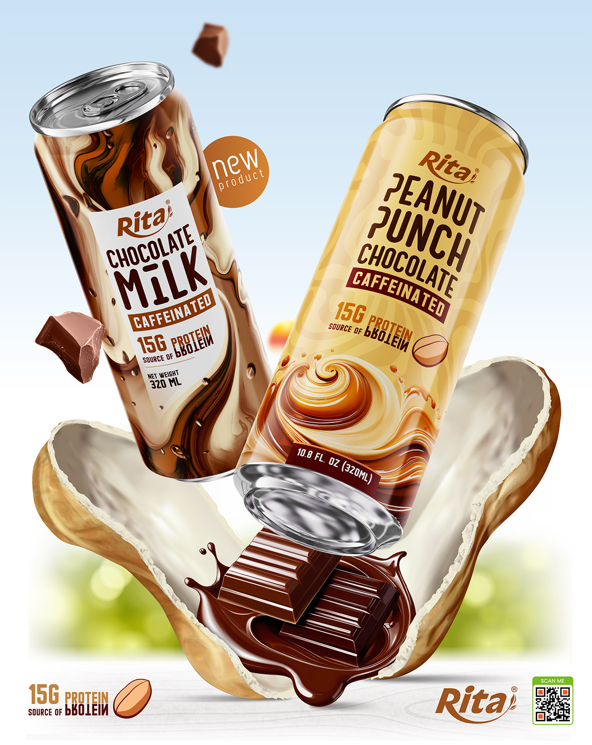 Poster Peanut Punch and Chocolate Milk 320ml can