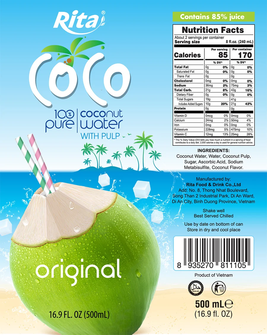 RITA Coconut water 500ml Nutrition Facts 2