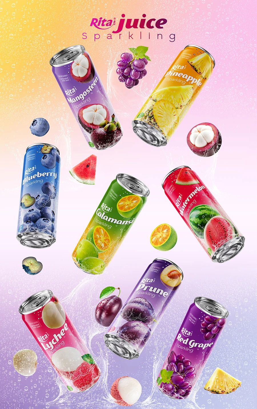Series 8 flavors Sparkling fruits 320ml sleek can 03