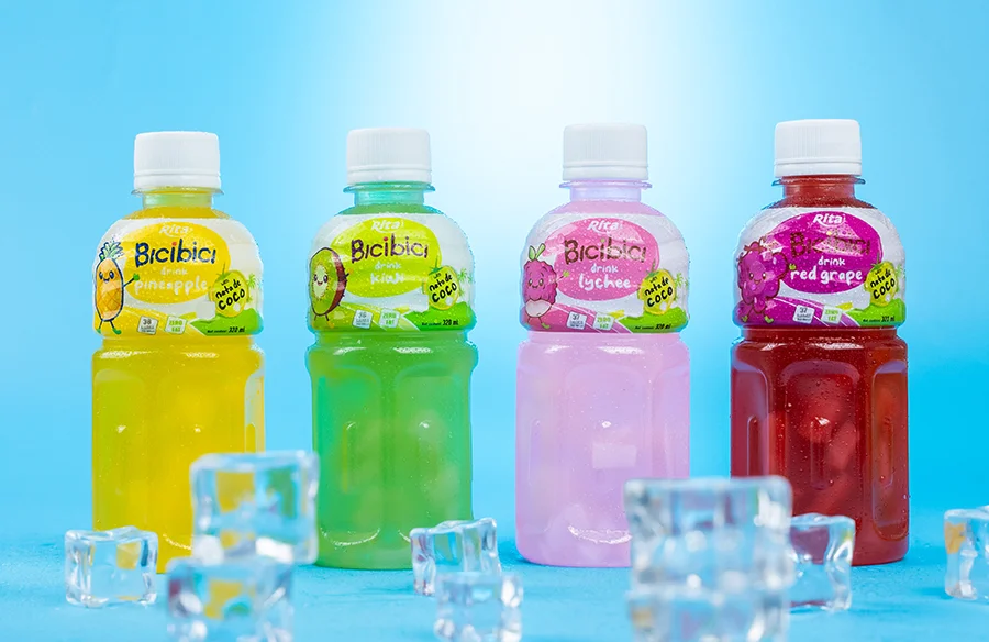 fruit juice with nata de coco drink