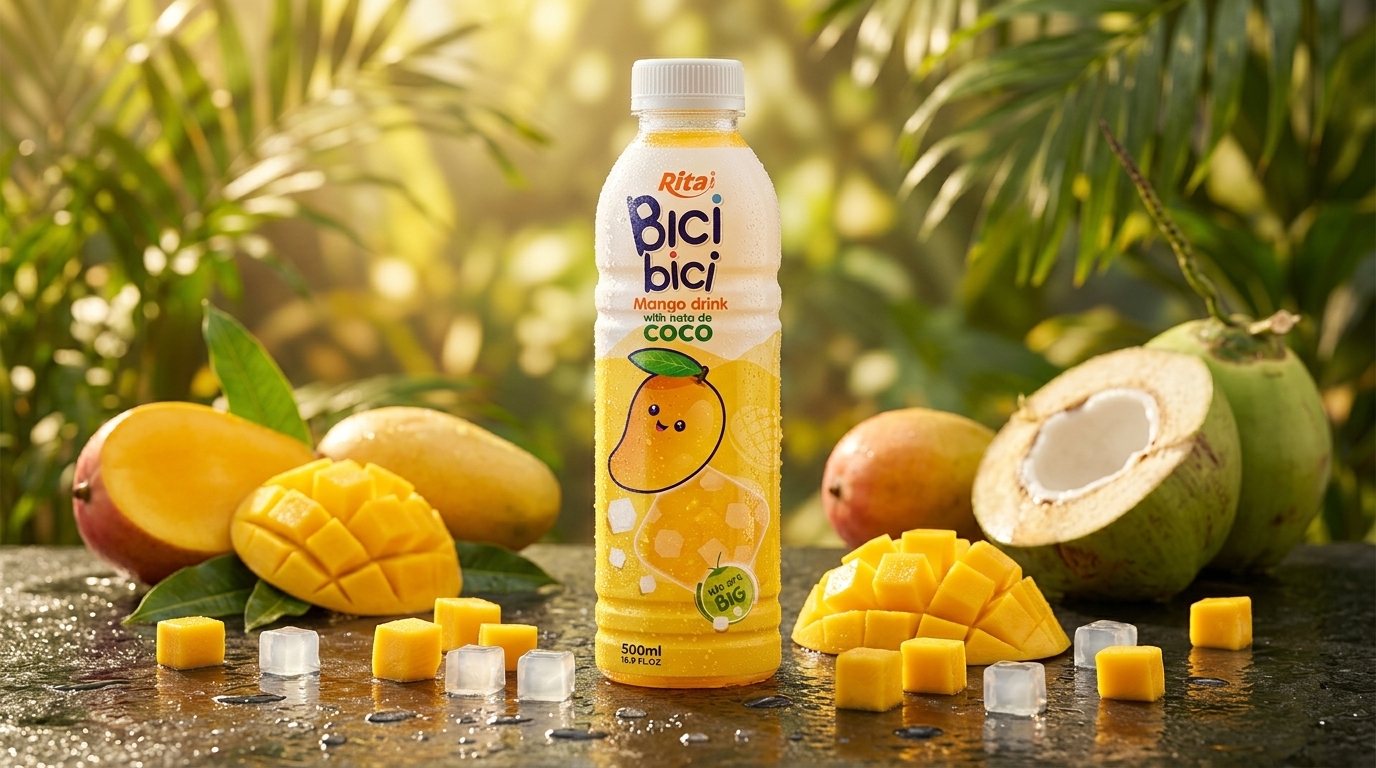 Mango juice with nata de coco