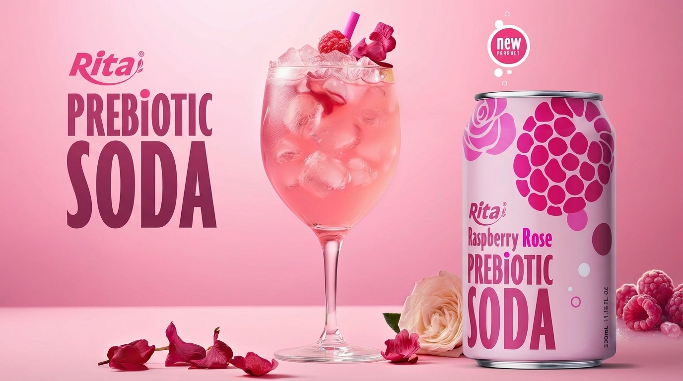 Raspberry Rose Prebiotic Soda 330ml Can 1