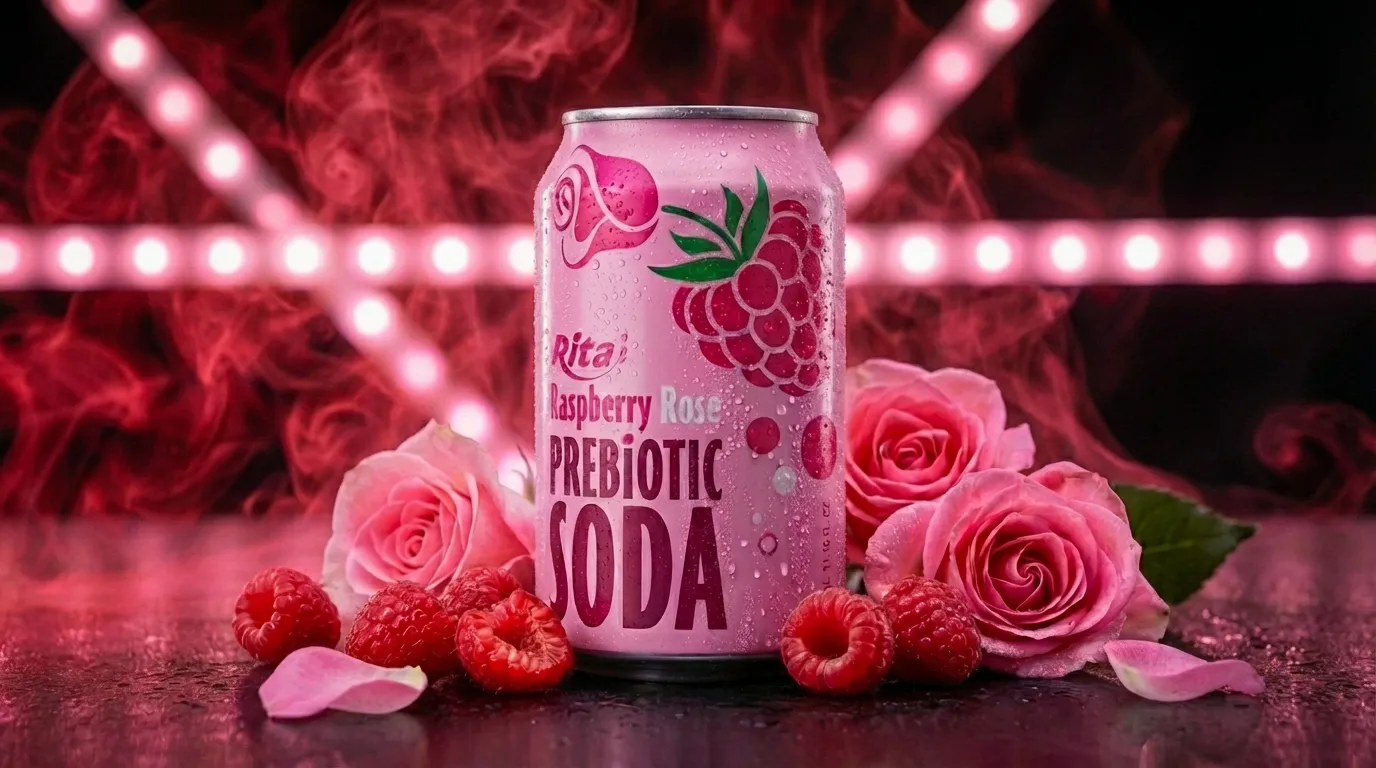 Raspberry Rose Prebiotic Soda 330ml Can