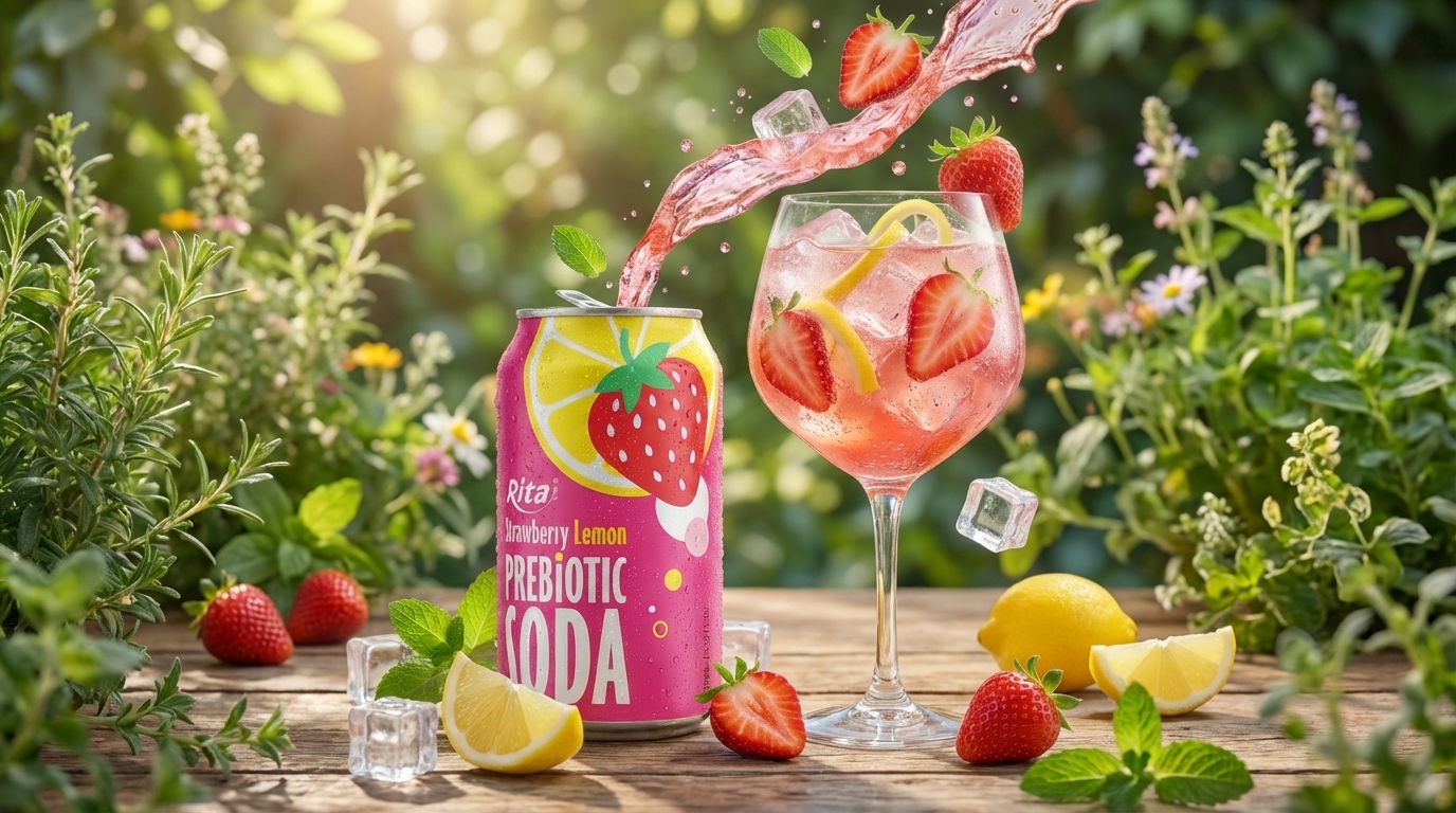 Strawberry Lemon Prebiotic Soda 330ml Can