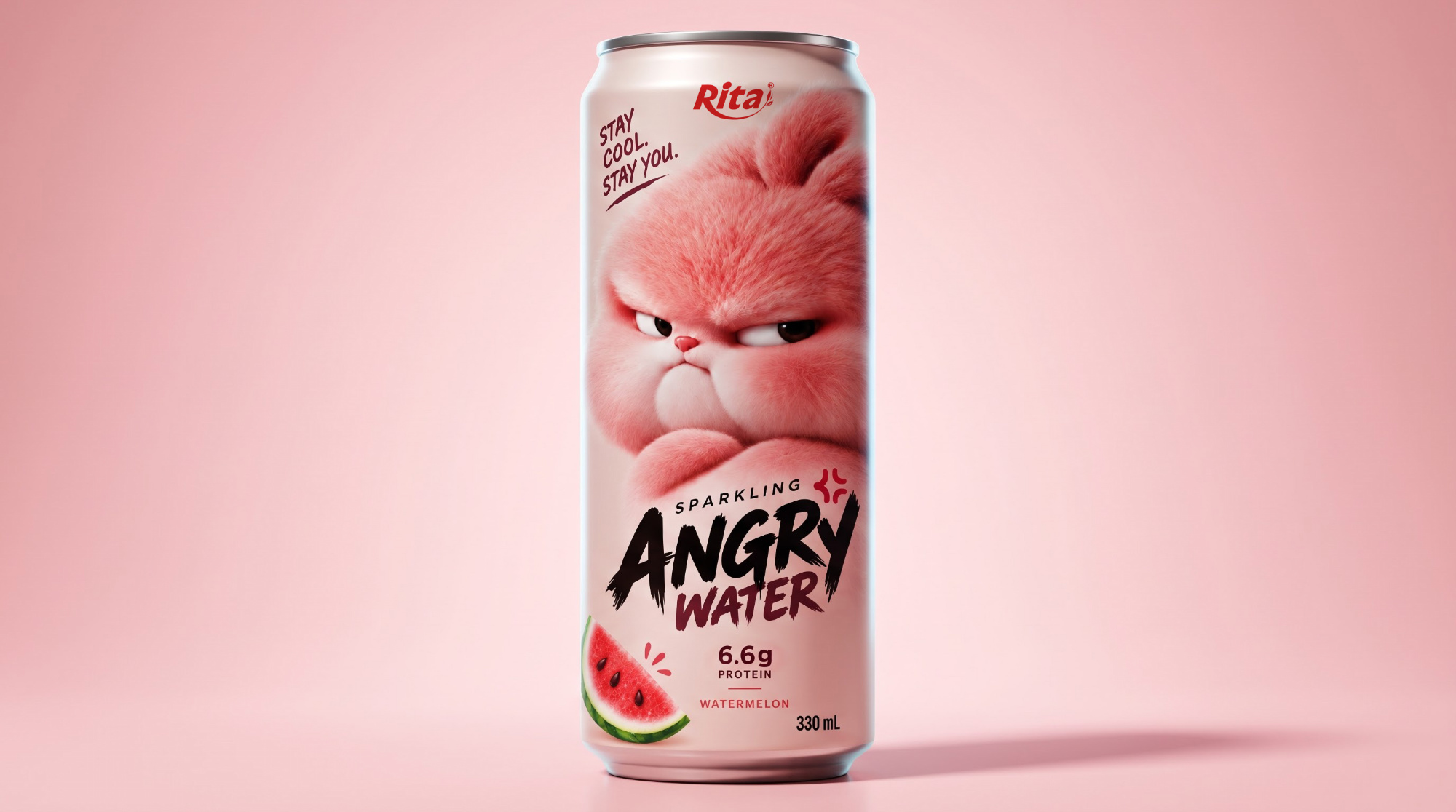 Sparkling Watermelon Juice with Protein 330ml – Angry Water Poster 1