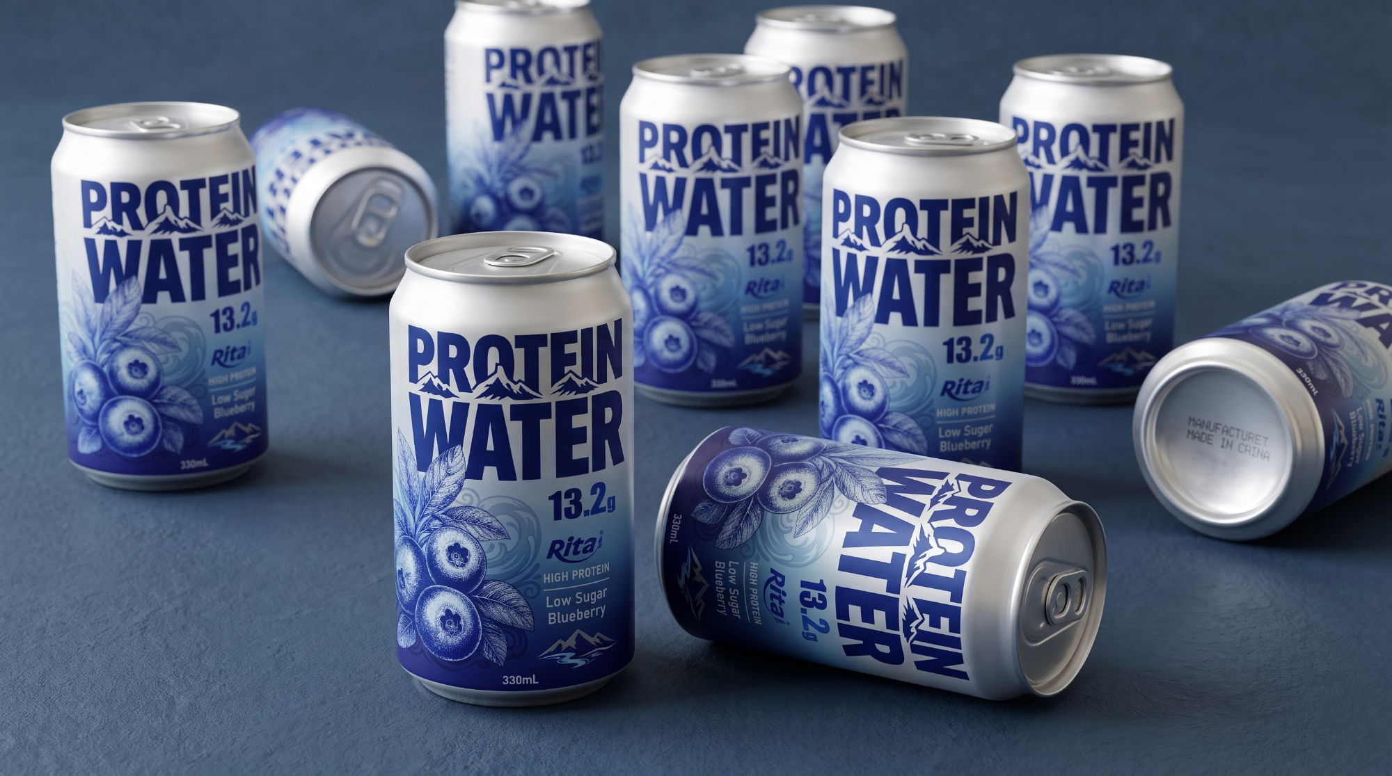 High Protein Water Blueberry Drink 13.2g Protein Low Sugar 330ml Poster 2