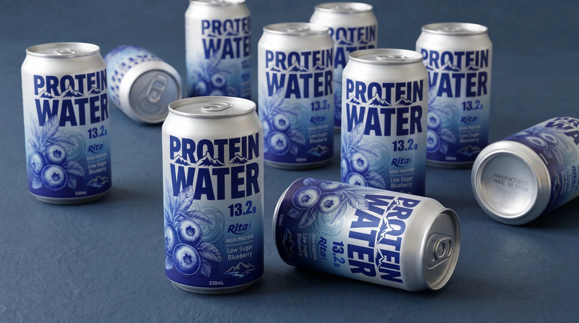 High Protein Water Blueberry Drink 13.2g Protein Low Sugar 330ml Poster 2