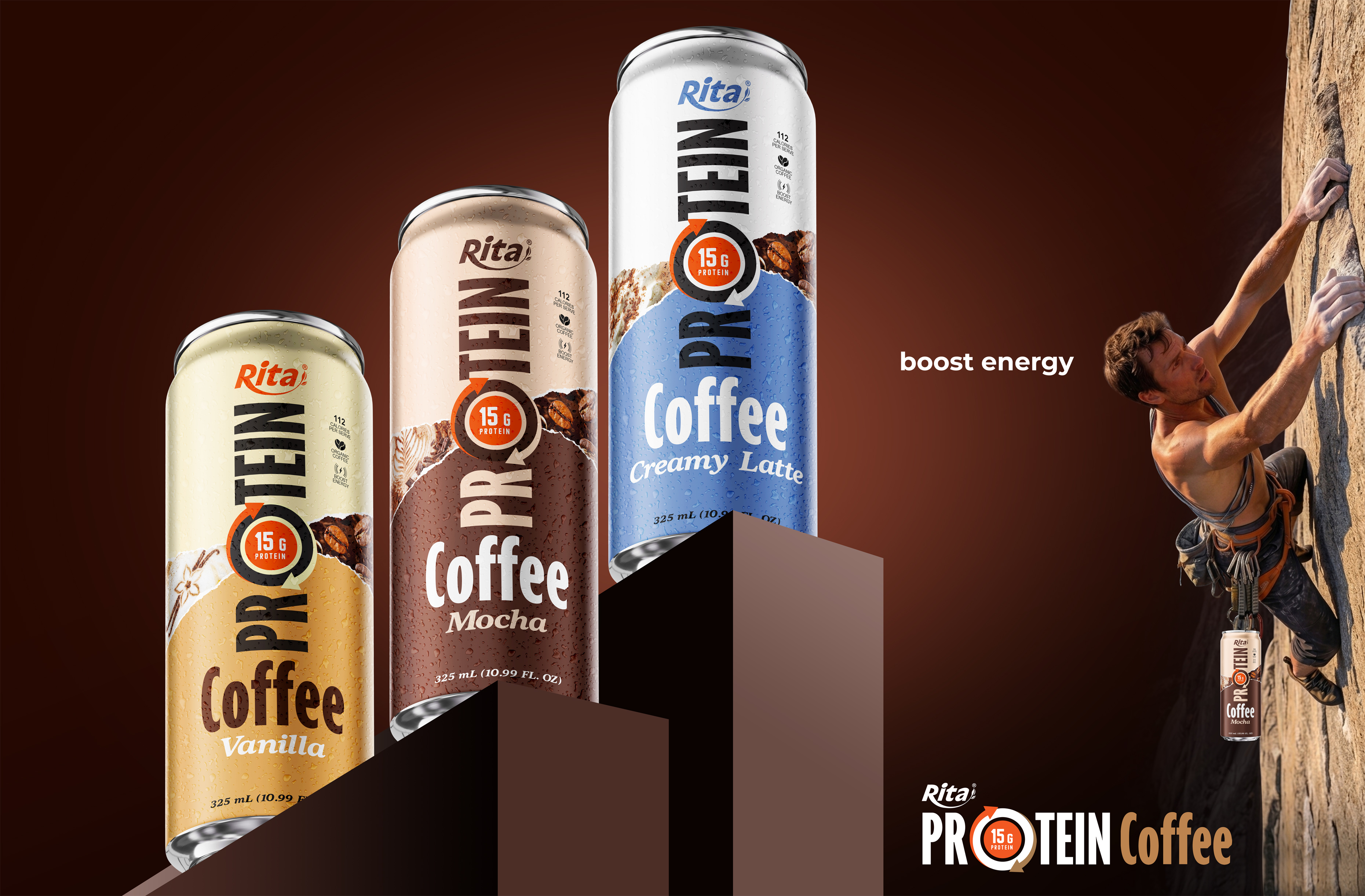 Rita Protein Coffee 15g – Ready-to-Drink High Protein Coffee Vanilla 325ml Can Poster 1