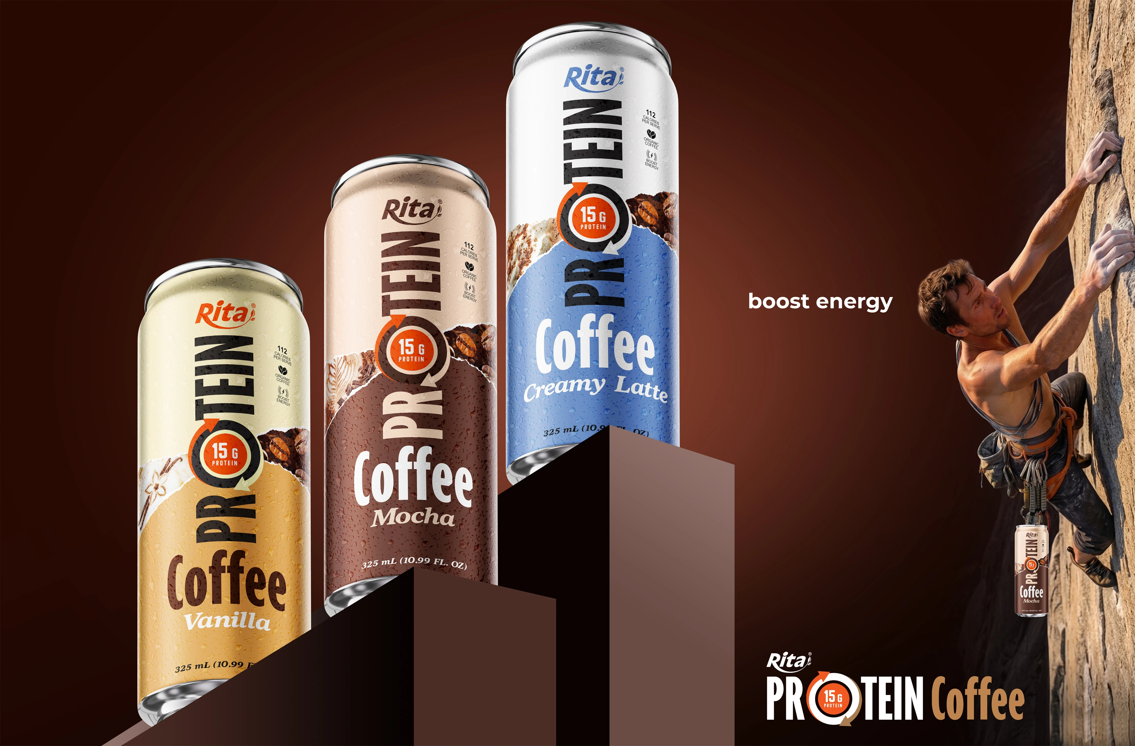 Rita Protein Coffee 15g – Ready-to-Drink High Protein Coffee Vanilla 325ml Can Poster 1