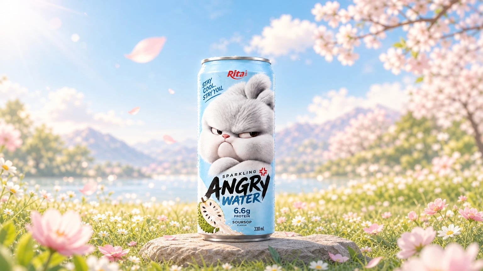 Sparkling Soursop Juice with Protein 330ml – Angry Water Poster 1