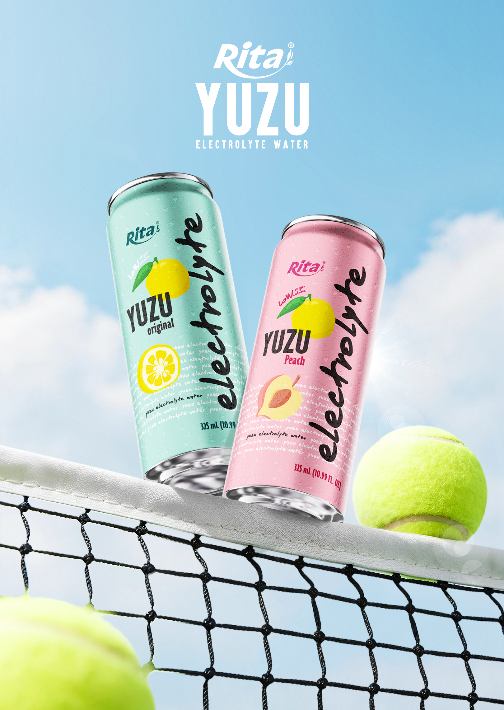 Yuzu Lemon  Electrolyte Water Drink 325ml  Low Sugar Hydration Beverage Poster 2