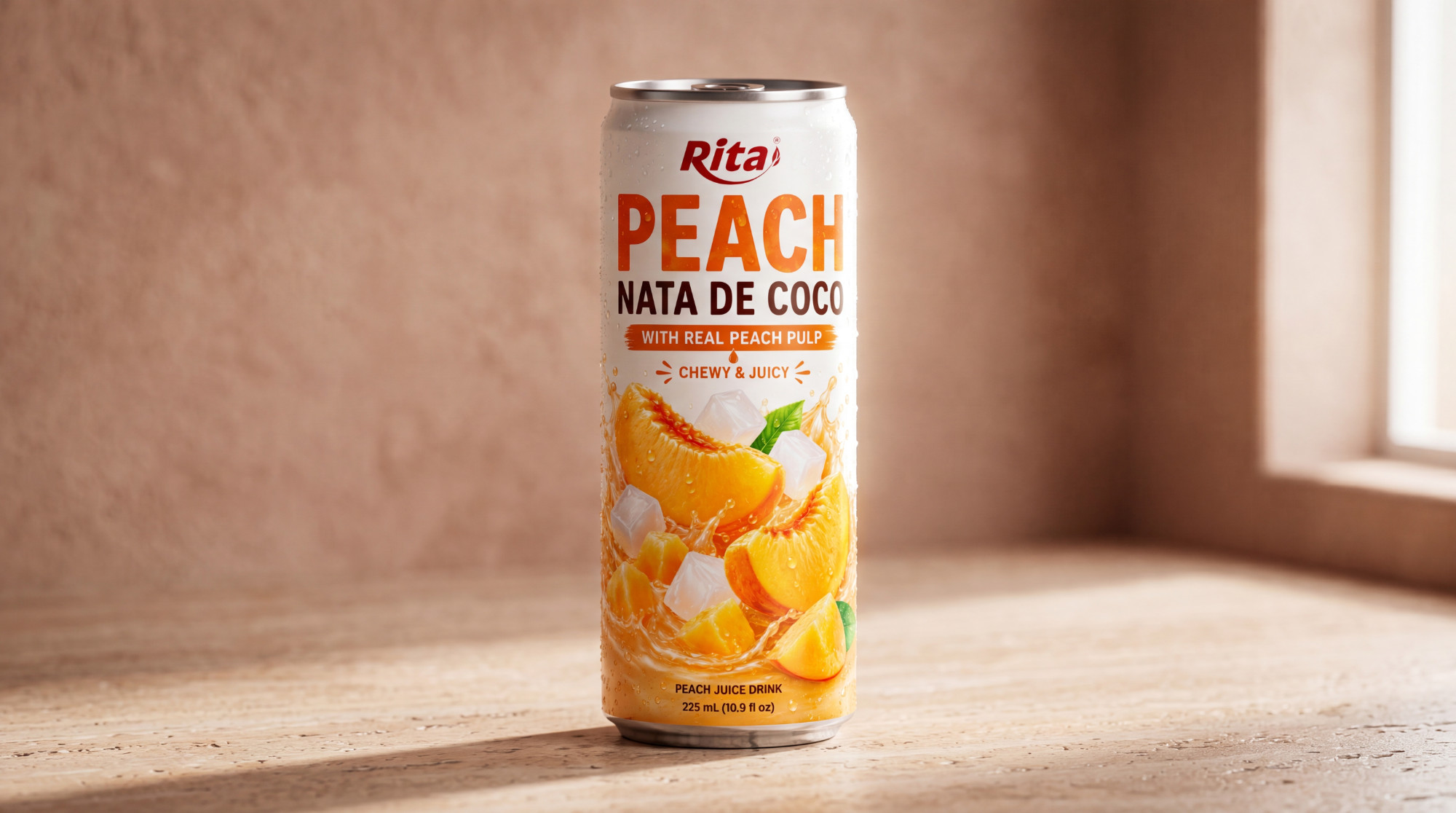 325 ml ( 10.9 fl oz) Peach nata de coco with real peach pulp Poster 1