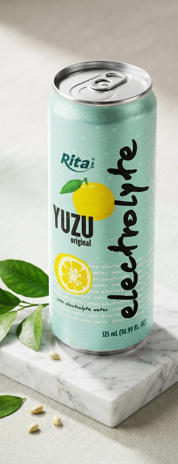 Yuzu Ginger Electrolyte Water Drink 325ml Low Sugar Hydration Beverage Poster 2