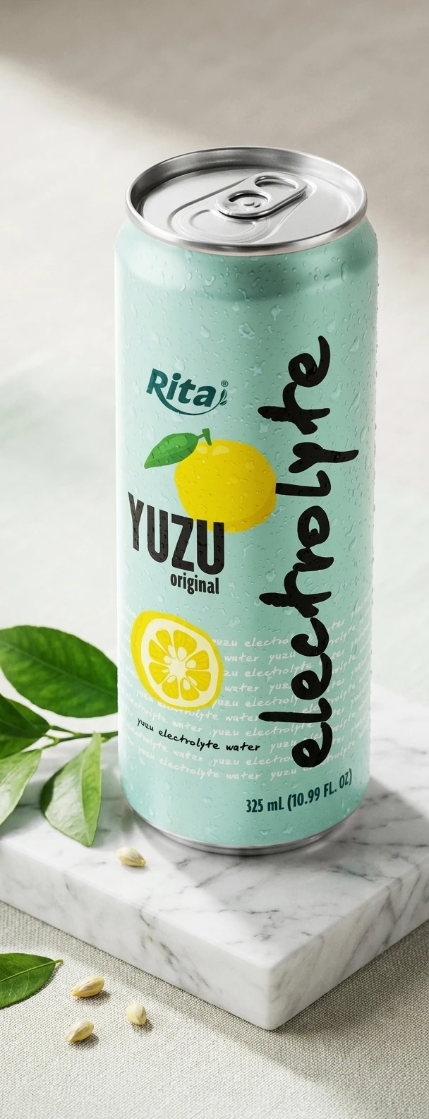 Yuzu Peach Electrolyte Water Drink 325ml Low Sugar Hydration Beverage Poster 2